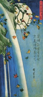 Hiroshige, The Moon Over A Waterfall - woodblock print