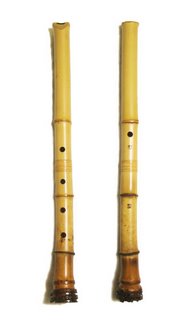 A shakuhachi flute, traditionally made of bamboo