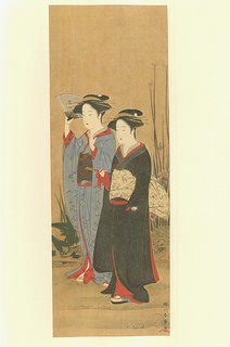 Dos damas paseando - artista Shunshô Katsukawa