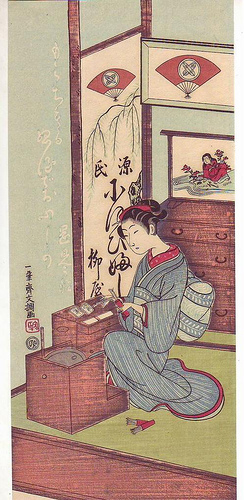Ukiyo-e Print Woman in Kimono, unknown