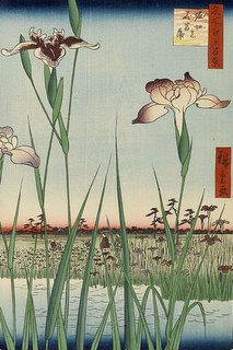 One Hundred Famous Views of Edo. #56. Irises at Horikirin, Hiroshige