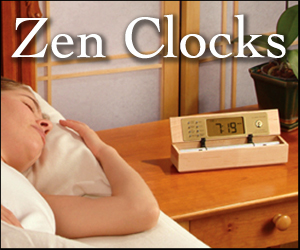 calming zen clocks come in bamboo, walnut, and maple