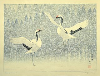 sousaku hanga woodblock print by Yoshida Toshi (ca 1970's
