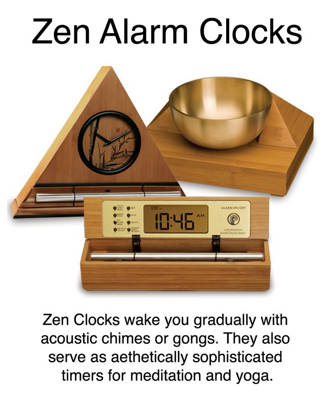 This unique "Zen Clock" features a long-resonating acoustic chime that brings the meditation session to a gradual close, preserving the environment of stillness while also acting as an effective time signal. 