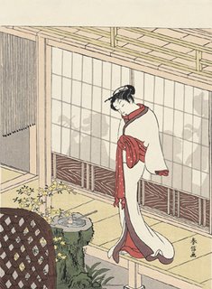 It's exquisite sounds summon your consciousness out of your meditative state with a series of subtle gongs. Once you experience the Zen Timepiece's progressive tones, you'll never want to meditate  any other way.  Harunobu Suzuki, Beauty at the Veranda
